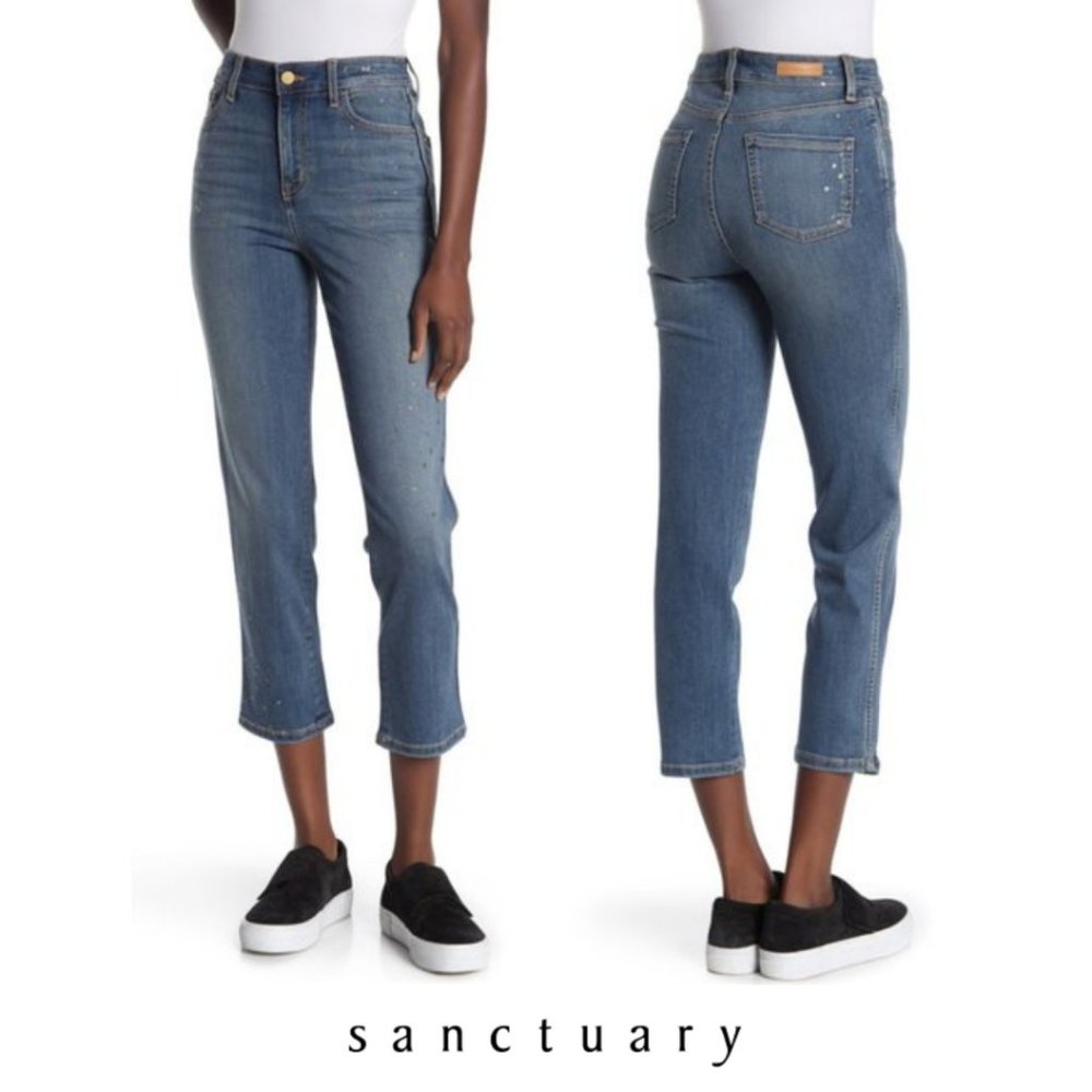 Sanctuary Metallic Paint Splatter High Rise Jeans